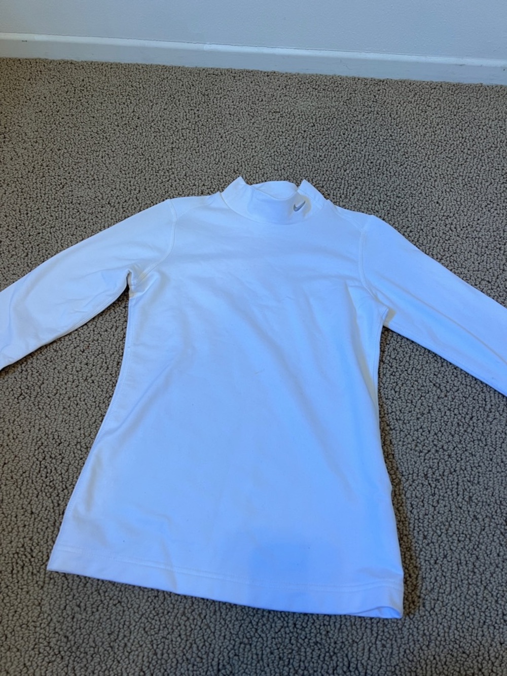 Nike White Long Sleeve Mock Neck Top